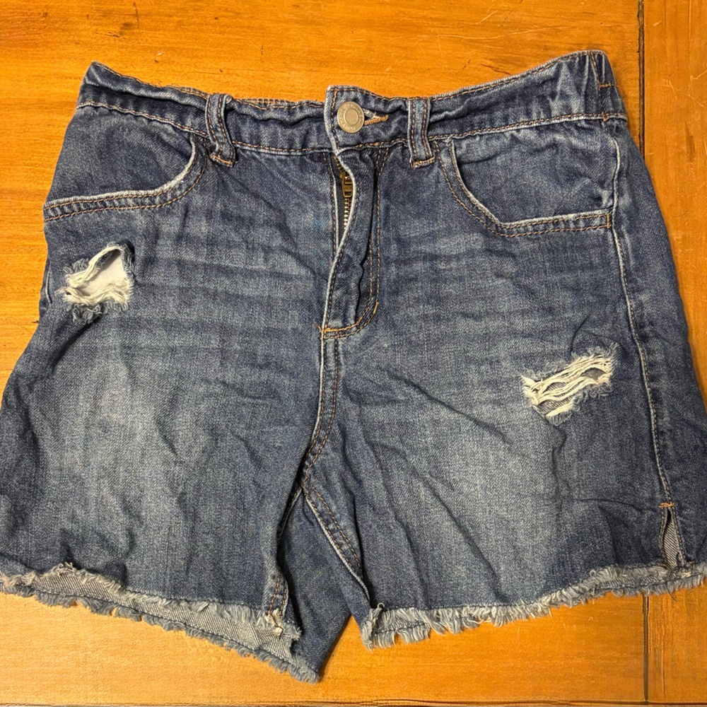Vanilla Star Dark Blue Girl Size 10 Distressed Denim Shorts